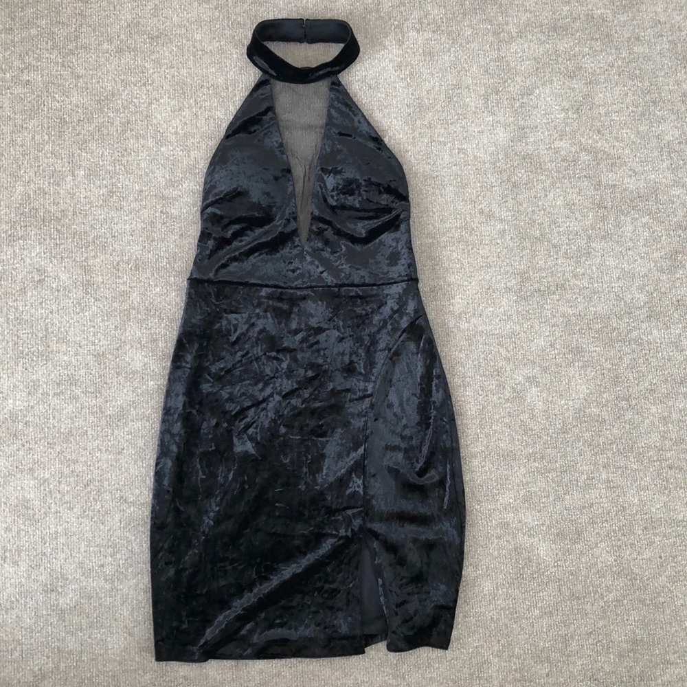 Sequin Hearts Velour Halter Dress